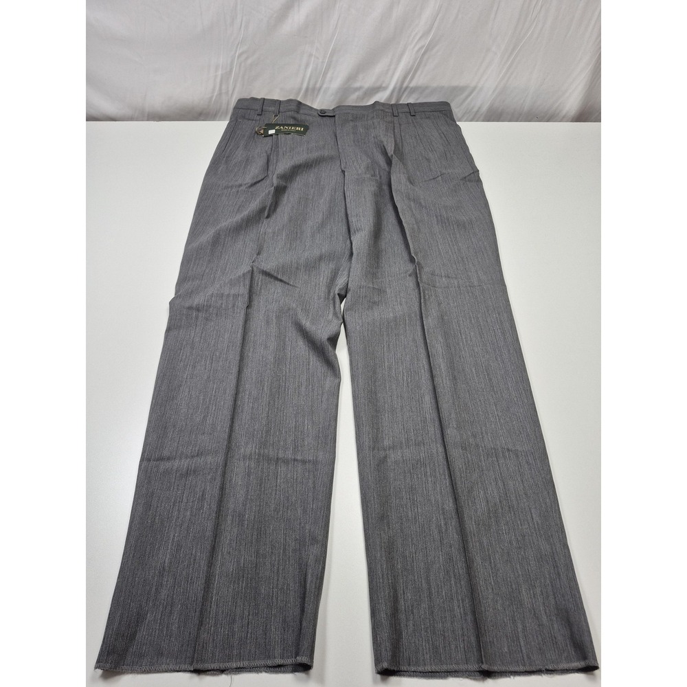 VTG Zanieri Dress Pants Mens 40x36 Gray Wool Pleated Straight Super 100s Italy